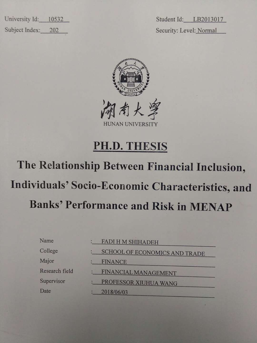 Dissertation on financial inclusion
